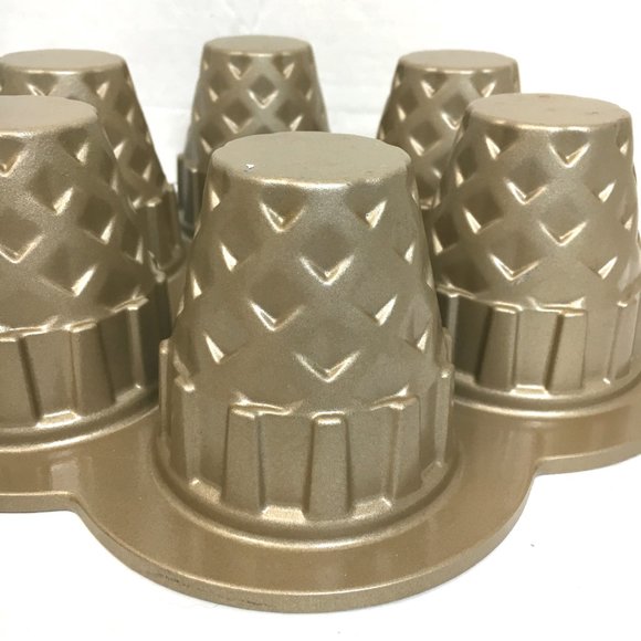 NORDIC WARE Retired Gold Color Ice Cream Cone 6 Cupcake Baking Pan - Picture 4 of 10